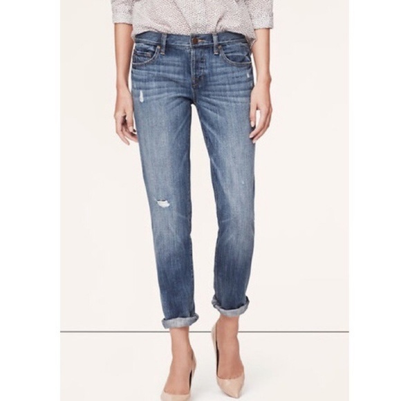 LOFT Denim - LOFT Distressed Boyfriend Jeans Button Fly Size 0